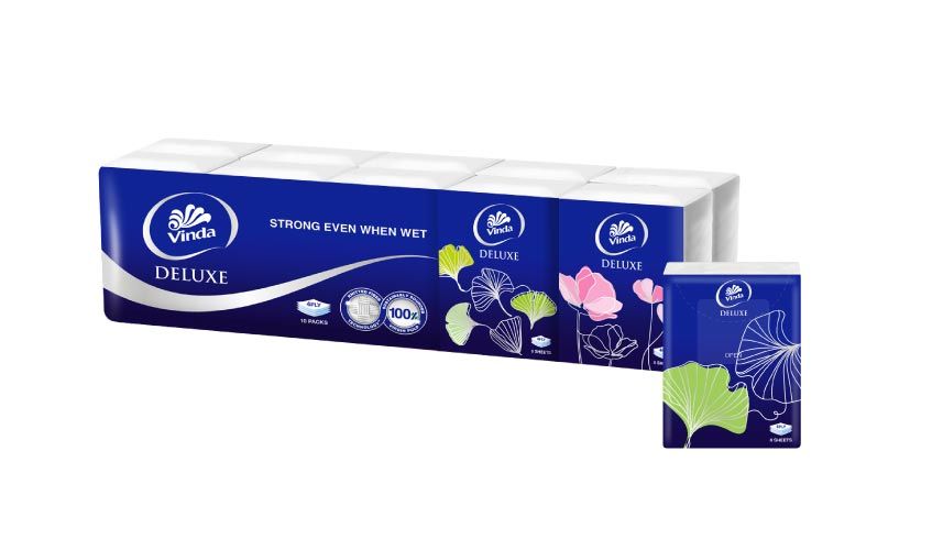 Vinda Deluxe Pocket Hanky Travel Tissue Unscented (10 X 8s)
